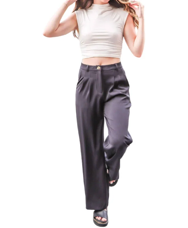 women's low-rise pantsWide Leg Tailored Pants In Black