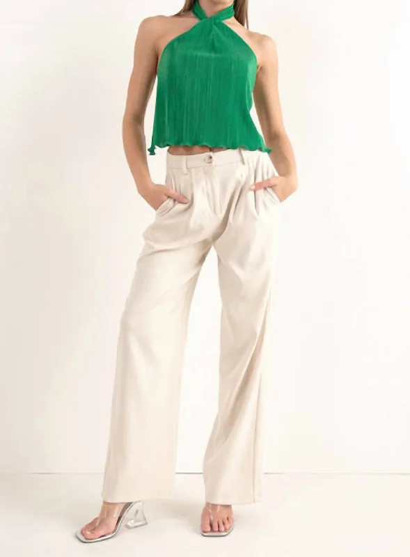 women's linen pantsWide Leg Tailored Pants In Bone