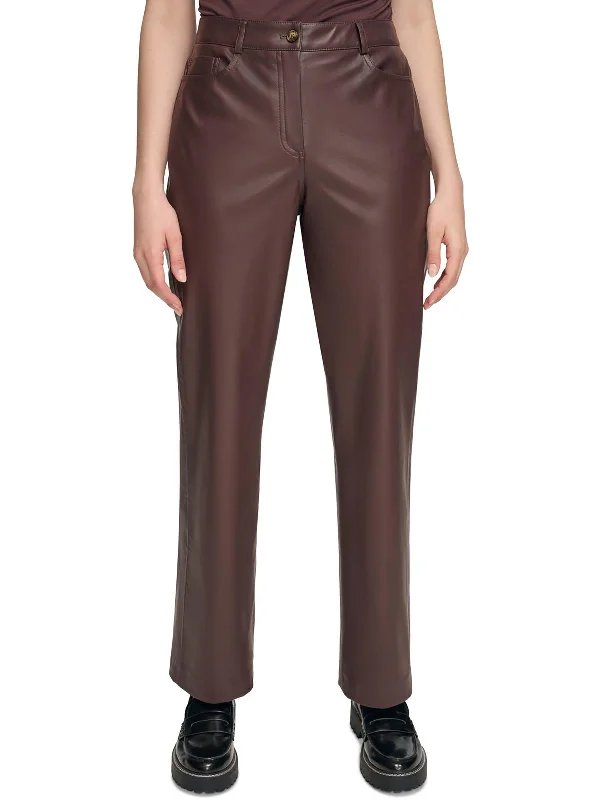 women's jogger pantsWomens Faux Leather Straight Leg Pants