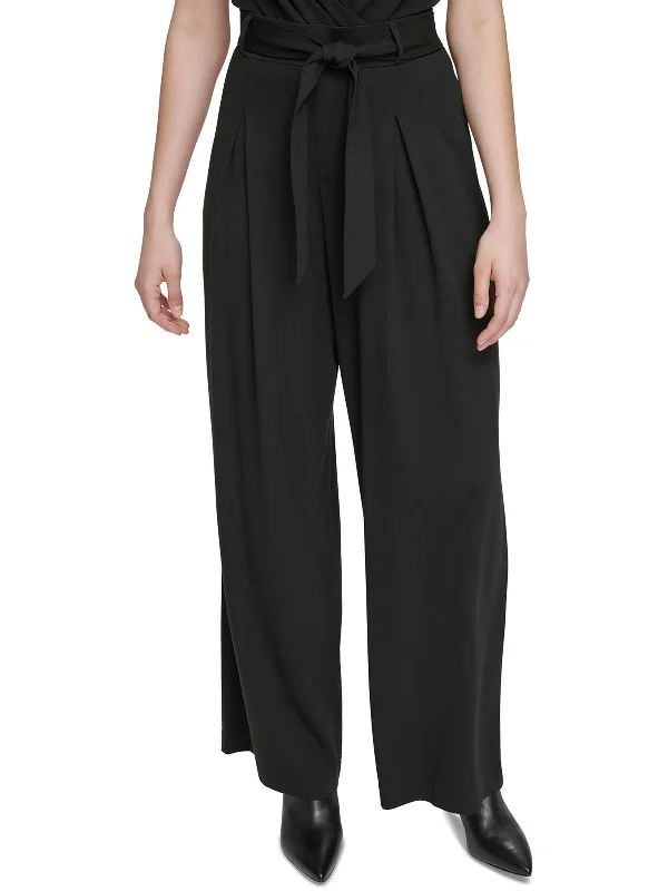 women's affordable pantsWomens Pleated Belted Wide Leg Pants