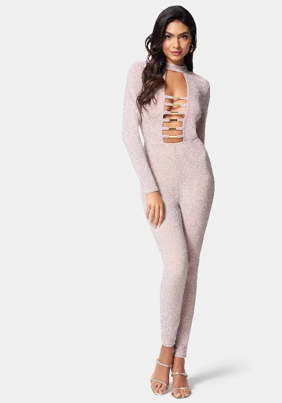 women's jumpsuits for apple-shaped bodiesBar Detail Jumpsuit