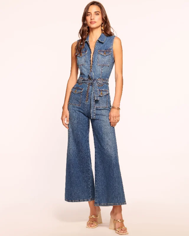 women's jumpsuits for yogaBell Cropped Denim Jumpsuit