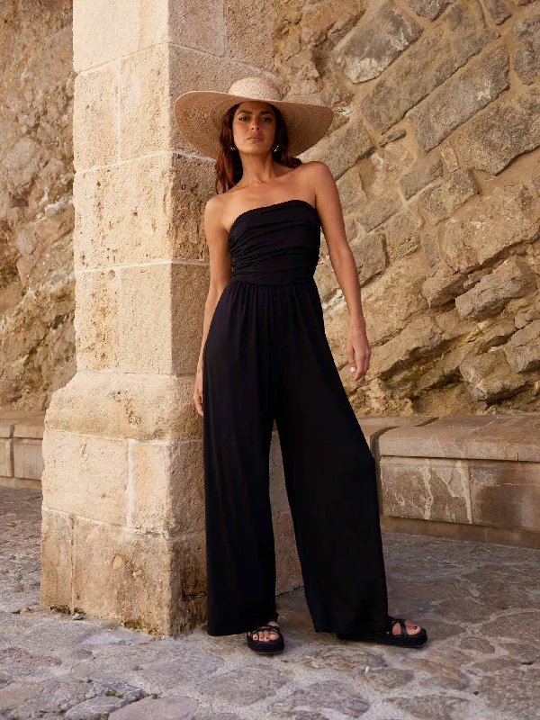 women's jumpsuits made of chiffonBlack Jersey Bandeau Jumpsuit