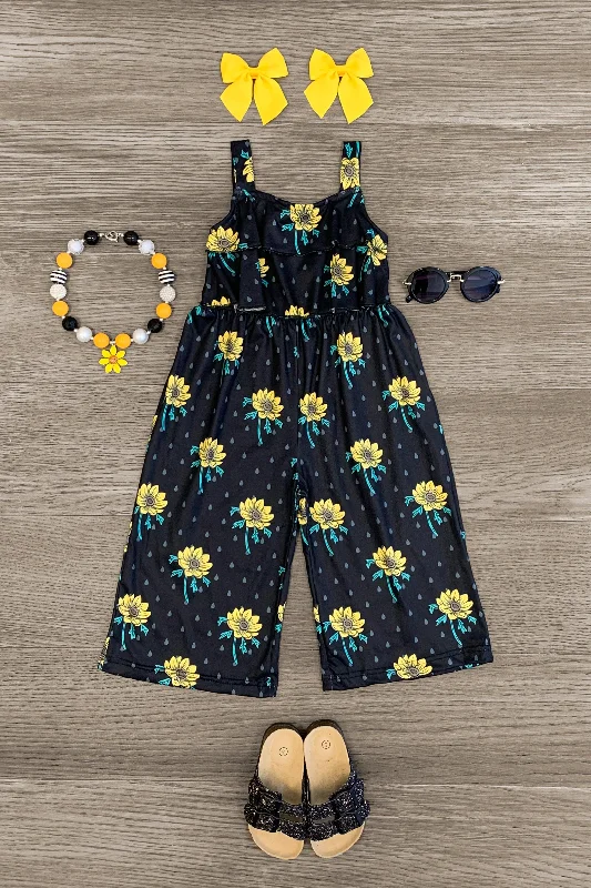 women's glam jumpsuitsBlack Sunflower Jumpsuit