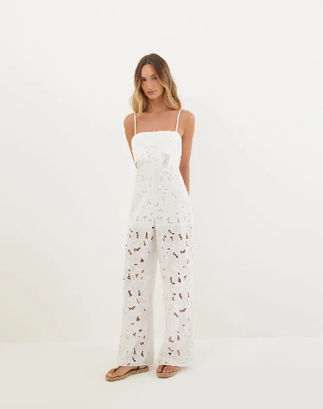 women's jumpsuits with bell sleevesEloah Jumpsuit - Off White