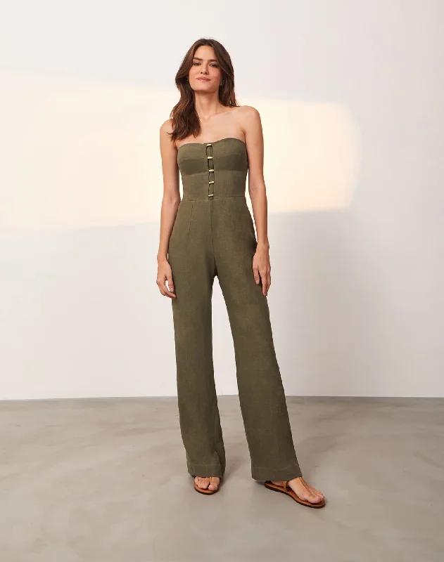 women's jumpsuits for winterEmilia Strapless Jumpsuit - Evergreen