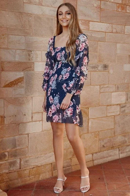 Laced-Up DressGail Dress - Navy Floral (Final Sale)