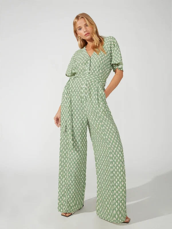 women's jumpsuits for high-performance fabricsGreen Diamond Print Jumpsuit