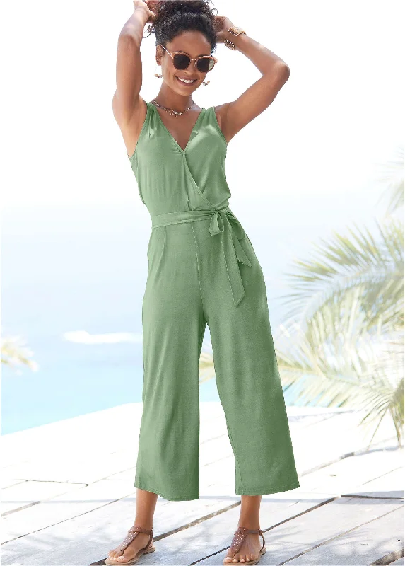 women's jumpsuits with neon colorsWrap Jumpsuit - Green