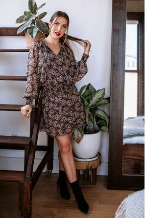 women's neon dressesVeronica M. Long Sleeve Smocked Chiffon Dress