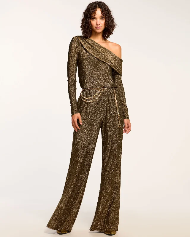 women's jumpsuits with belt loopsManny Off-The-Shoulder Sparkle Jumpsuit