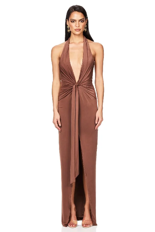 women's cold-shoulder dressesNookie Legacy Gown - Cognac