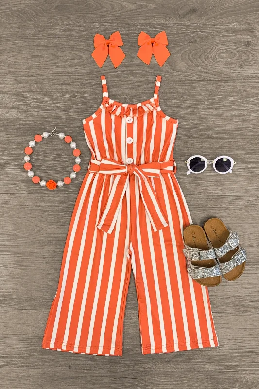 women's jumpsuits with striped patternsStriped Tie Waist Jumpsuit