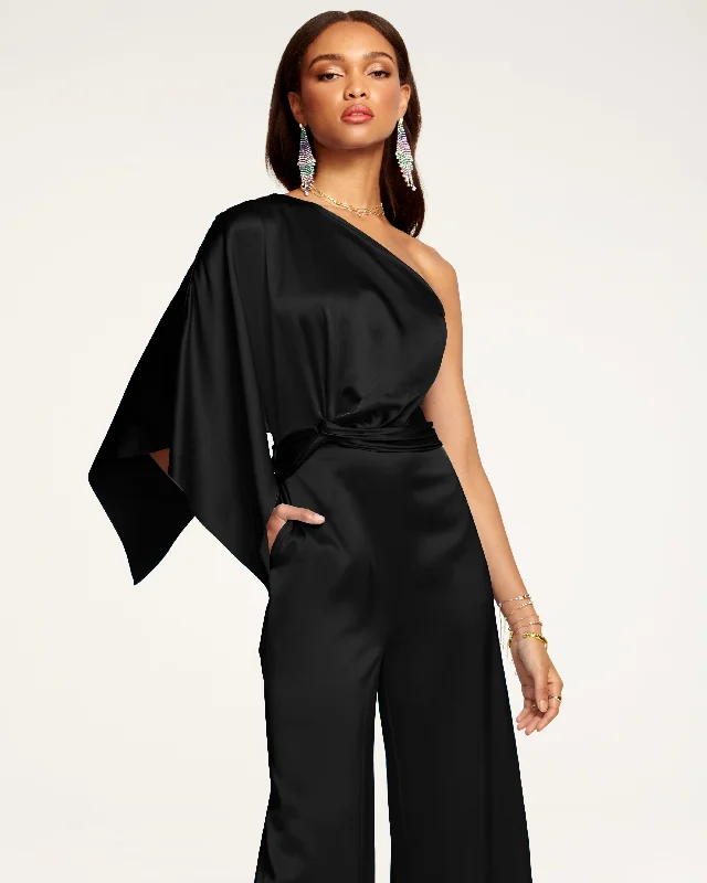 women's jumpsuits with metallic finishesSimone One-Shoulder Jumpsuit