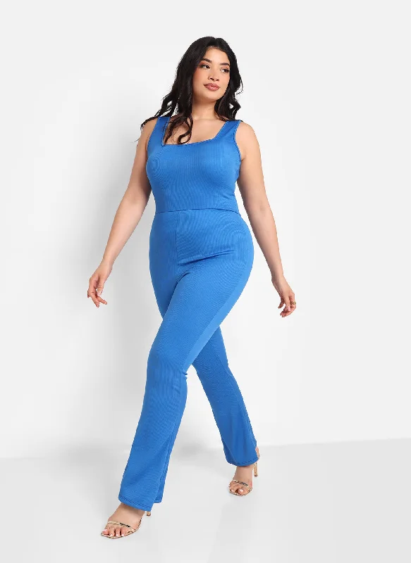 women's jumpsuits for maternity wearSky Ribbed Tank Jumpsuit - Cobalt