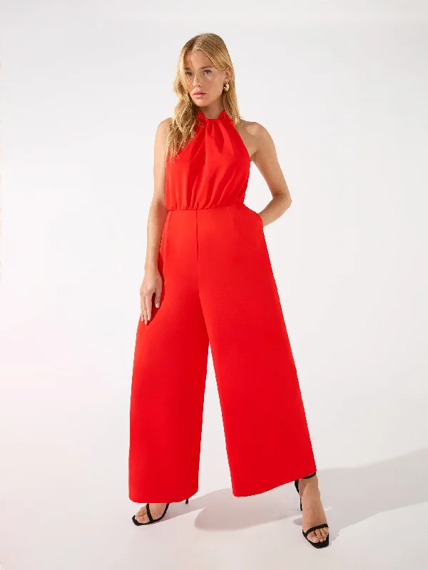 women's jumpsuits for wrinkle-resistant materialsSophia Twist Neck Culotte Jumpsuit