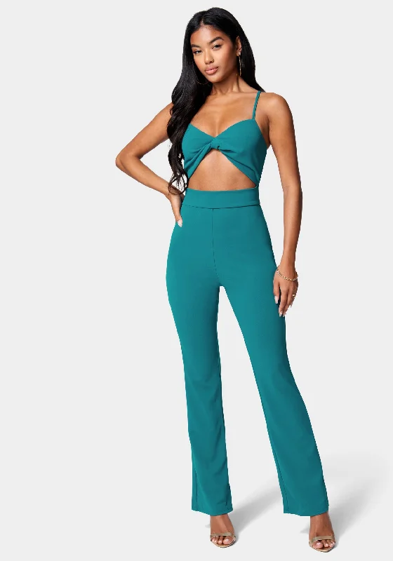 women's jumpsuits with off-the-shoulder sleevesTwist Front Wide Leg Jumpsuit