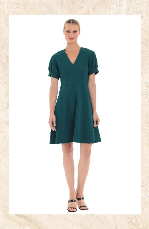 women's maxi dressesDonna Morgan V-Neck Dress With Puff Sleeve | Emerald