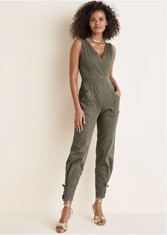 women's jumpsuits for ethical manufacturingTwill Utility Jumpsuit - Olive