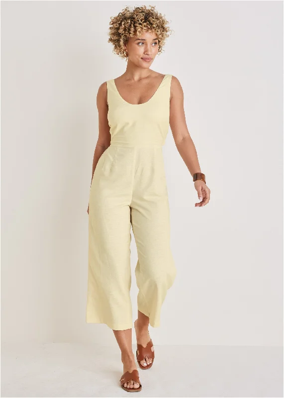 women's jumpsuits for weddingsLinen Jumpsuit - Cream