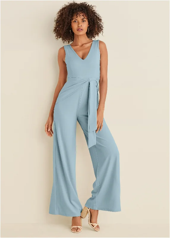 women's jumpsuits for ethical manufacturingWide Leg Jumpsuit - Light Blue