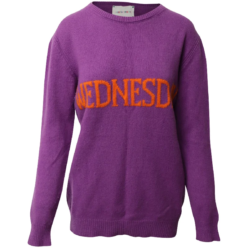 Custom SweatersAlberta Ferretti Wednesday Patch Sweater in Violet Wool