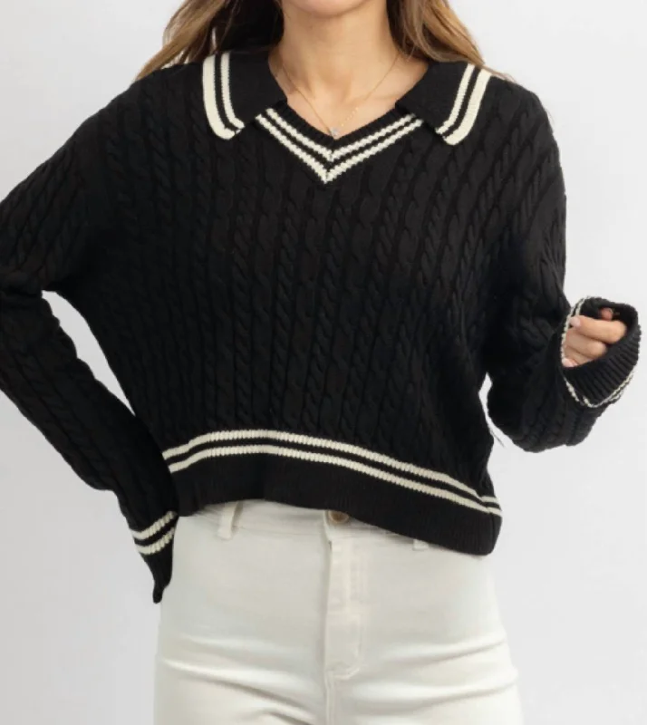 Patterned Cashmere SweatersAlicia Contrast Sweater In Black