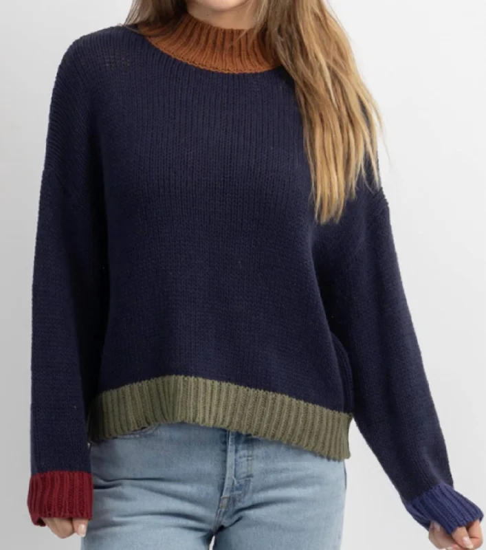 Colorful Casual SweatersBennett Combo Sweater In Navy