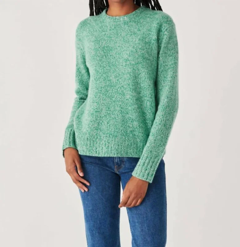 Fashionable Funky Hooded Cashmere SweatersCashmere Luxe Marl Crewneck Top In Green Marl