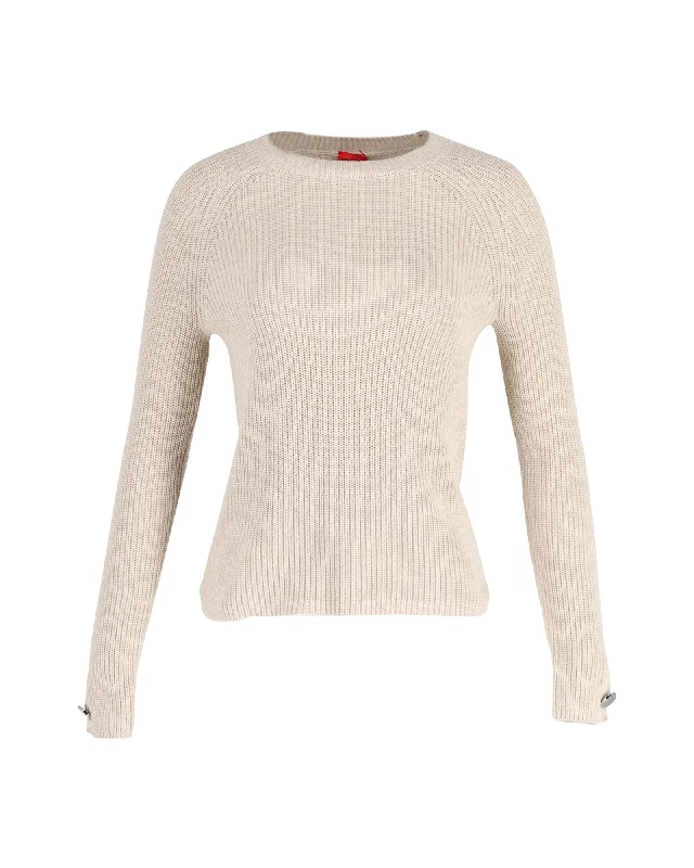 Colorful SweatersHugo Boss Knitted Crewneck Sweater in Beige Cotton