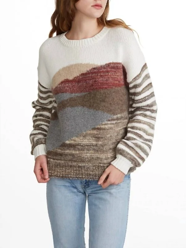 Luxurious Oversized Cardigan SweatersLandscape Intarsia Crewneck Sweater In Dayscape