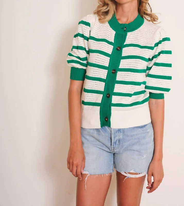 Luxurious Oversized Cardigan SweatersLecce Cardigan In Green/white