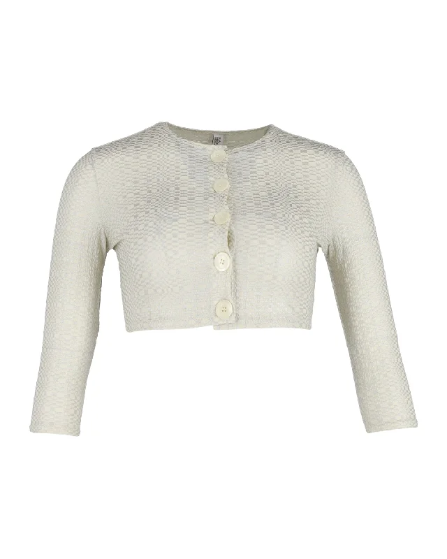 Comfortable SweatersLisa Marie Fernandez Cropped Cardigan in Cream Viscose