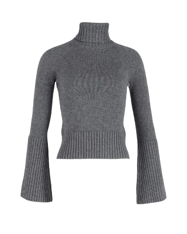 Cozy SweatersMichael Kors Flared Sleeve Turtleneck Sweater in Grey Cotton