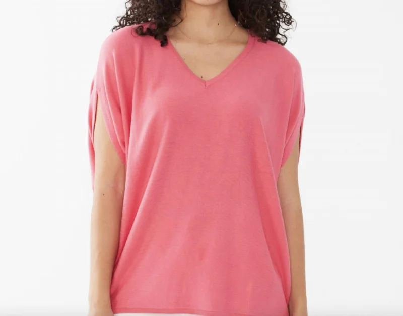 Soft Thick Cashmere SweatersPoncho Sweater In Flamingo