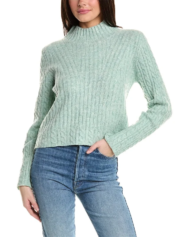 Soft SweatersRain + Rose Cable Wool-Blend Sweater