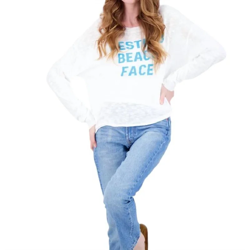 Fitted SweatersResting Beach Face Sweater In Turq