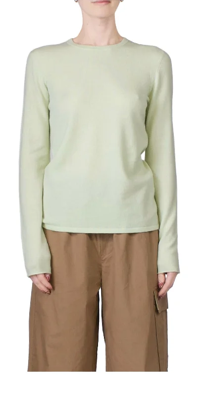 Hooded Cashmere SweatersSkinny Crewneck Sweater In Pale Mint