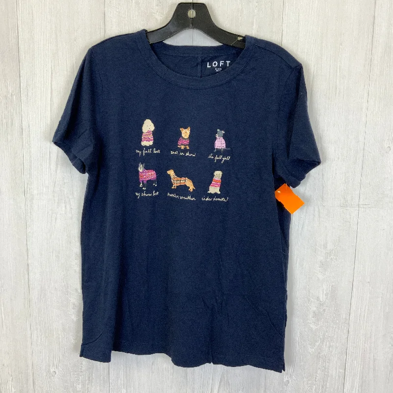 women's tops for those who prefer classic over trendy stylesTop Short Sleeve Basic By Loft In Navy, Size: L