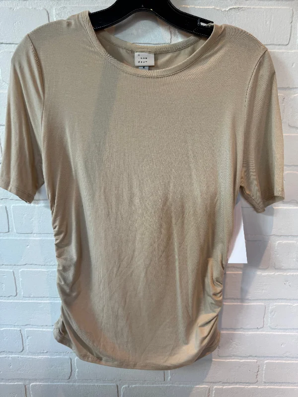 women's tops for those who want to add a pop of color to their outfitsTop Short Sleeve By A New Day In Tan, Size: M