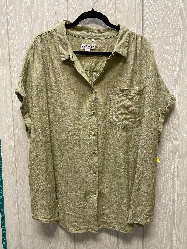 women's tops for those who want to stay cool and chic during warmer weatherTop Short Sleeve By Ava & Viv In Green, Size: 3x