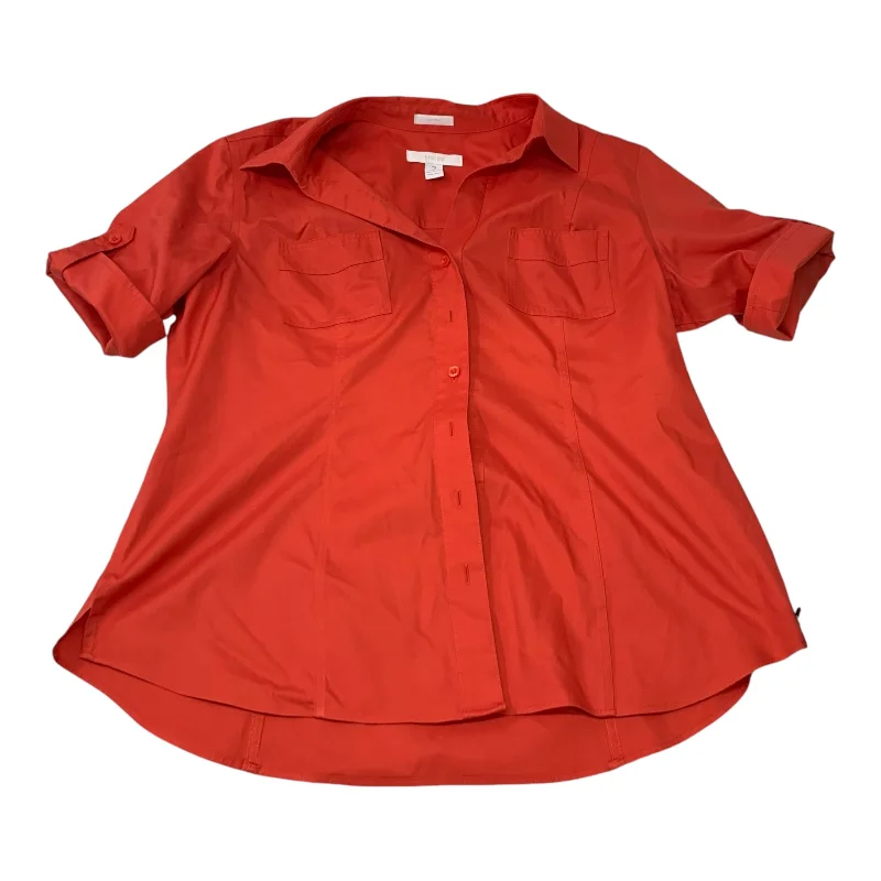 women's tops for glamorous eveningsTop Short Sleeve By Chicos In Red, Size: L