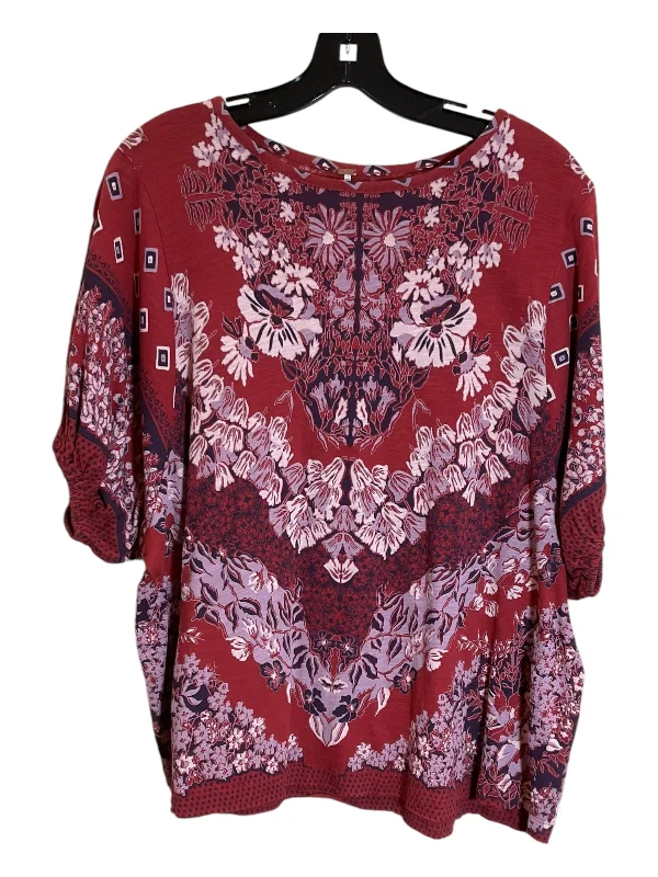 women's tops made from cottonTop Short Sleeve By Free People In Red, Size: S