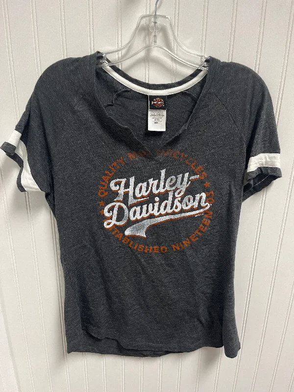 women's tops for those who want to add a personal touch to their wardrobe with unique and one-of-a-kind piecesTop Short Sleeve By Harley Davidson In Grey, Size: L