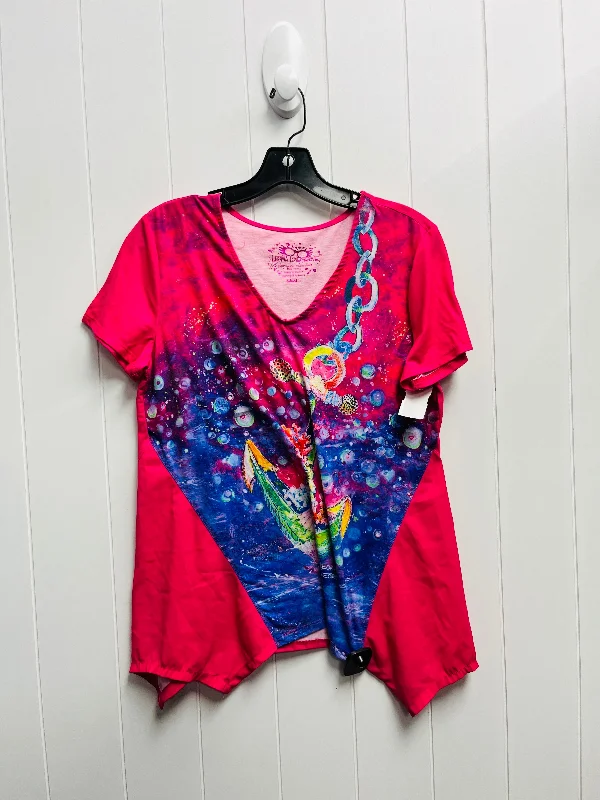 camisoles for womenTop Short Sleeve By Leoma Lovegrove In Blue & Pink, Size: S