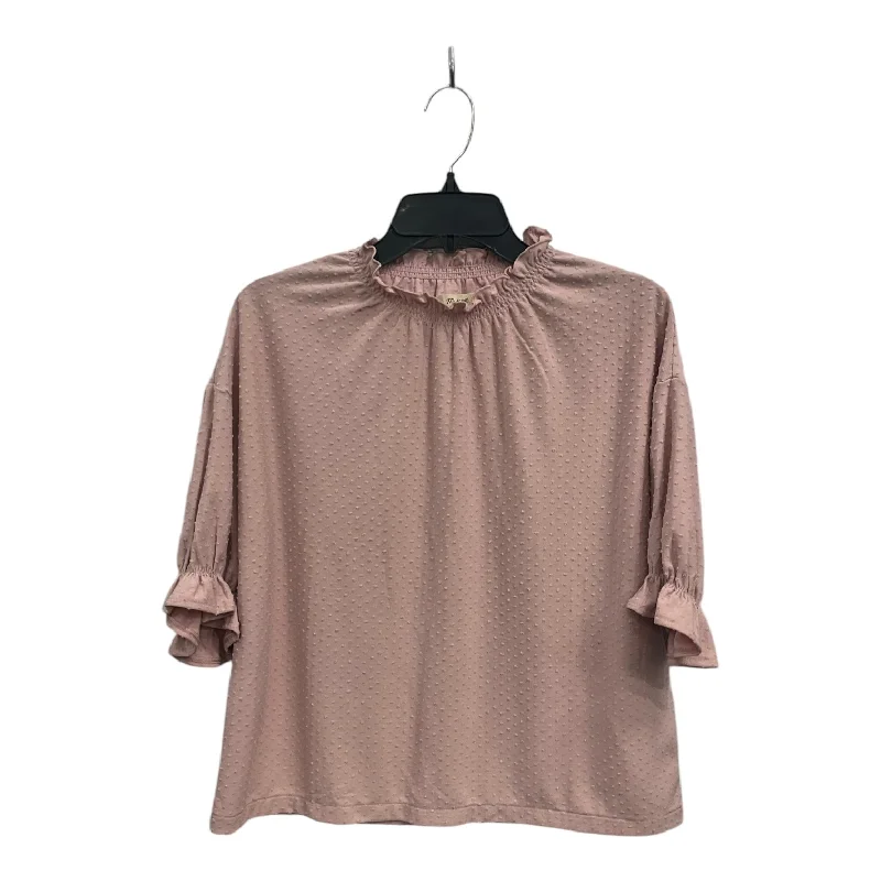 women's tops with cold-shoulder cuts and lace detailingTop Short Sleeve By Madewell In Pink, Size: S