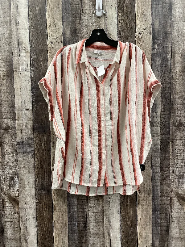 women's tops for beach outingsTop Short Sleeve By Madewell In Striped Pattern, Size: L