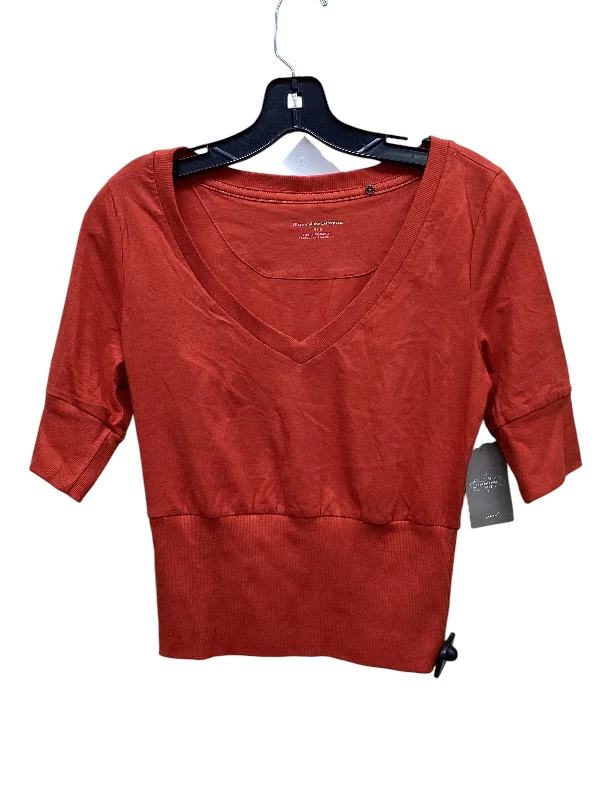 women's tops with cold-shoulder cuts and lace detailingTop Short Sleeve By Pilcro In Orange, Size: S