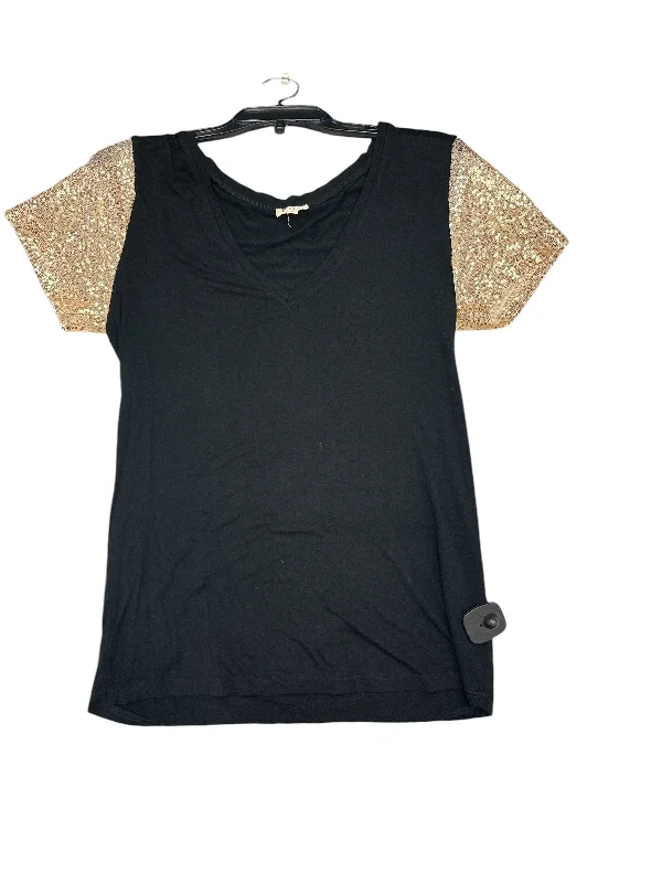 women's tops for those who love to shop for unique findsTop Short Sleeve By Pol In Black & Gold, Size: S