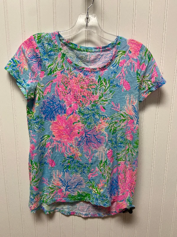 women's tops for those who want to add a bit of flair and personality to their looksTop Short Sleeve Designer By Lilly Pulitzer In Blue & Pink, Size: Xs